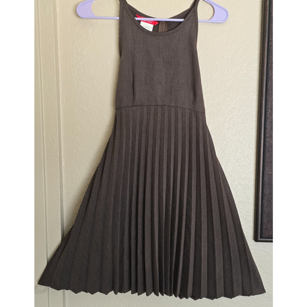 Esprit Brown Pleated Sleeveless Midi Dress